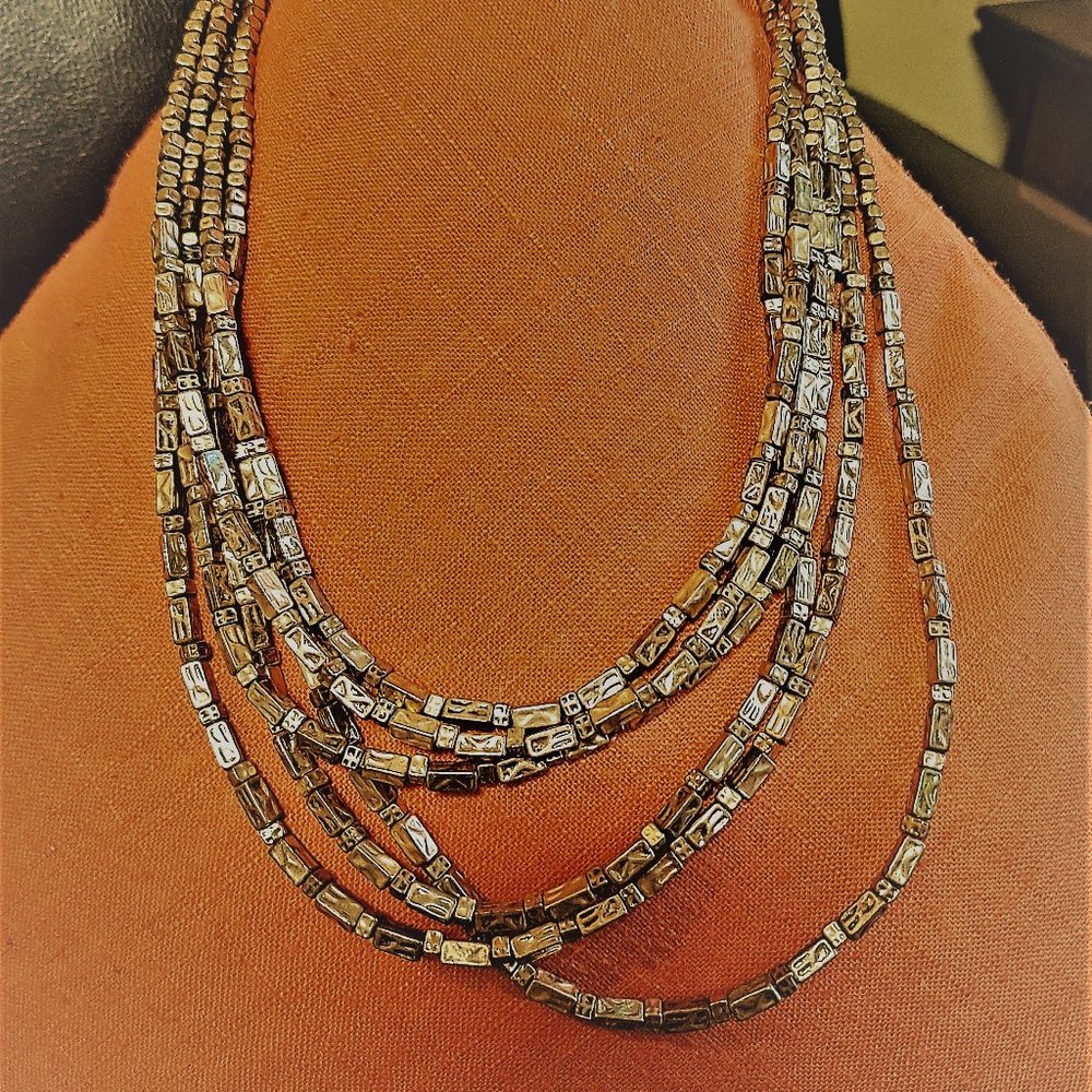 Chico's 6 Strand Gold Tone Necklace